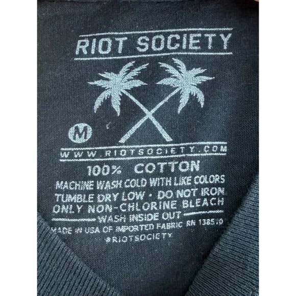 Riot Society Black L/S Skull & Floral Graphic Print Tee | Streetwear Grunge Moto - Picture 12 of 13
